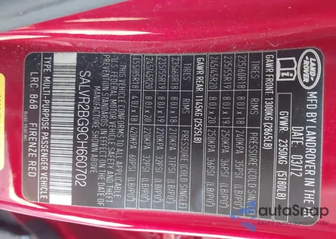 2012 Land Rover Range Rover Evoque Pure Plus from USA, damaged, VIN SALVR2BG9CH660702